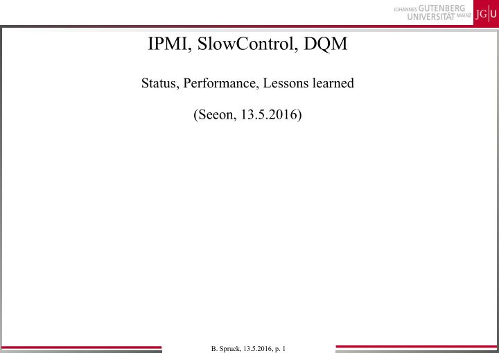 ipmi slowcontrol dqm