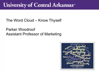 The Word Cloud  Know Thyself  Parker Woodroof  Assistant Professor of Marketing  No one