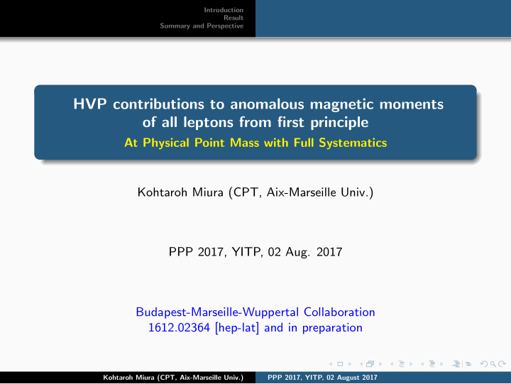 hvp contributions to anomalous magnetic moments of all