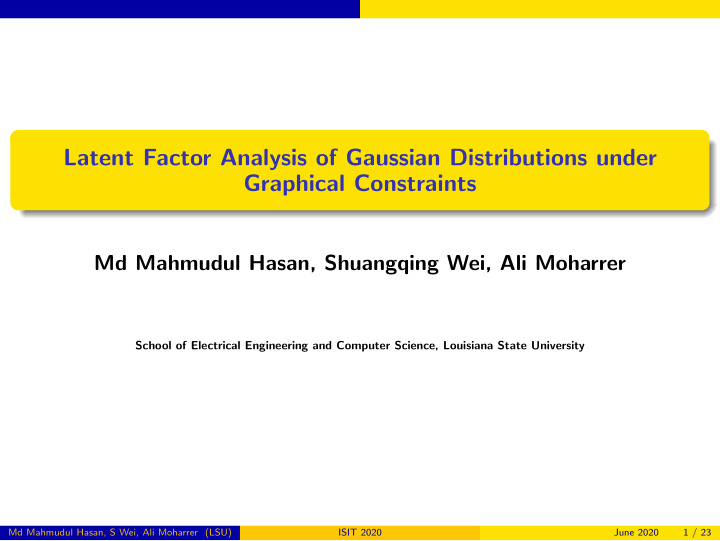 latent factor analysis of gaussian distributions under