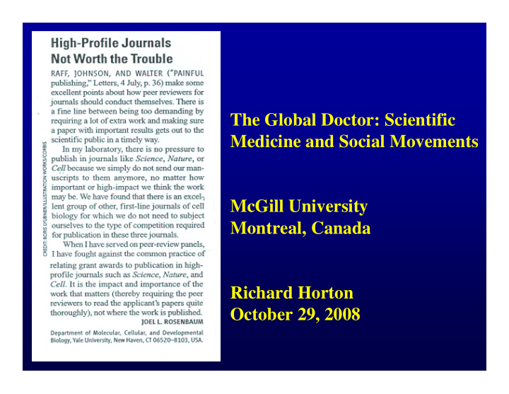 the global doctor scientific medicine and social