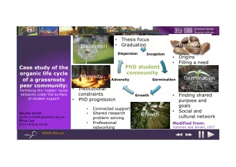 Inception  Graduation   Dispersion  Dispersion  Inception  Origins   Filling a need   PhD