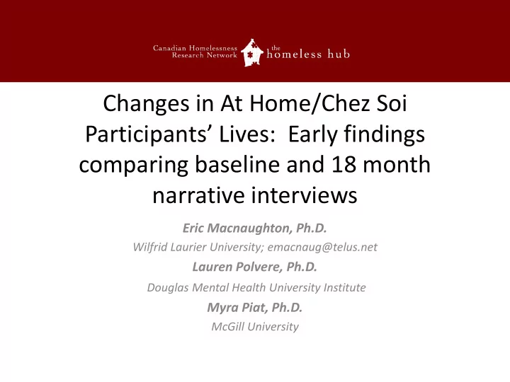 participants lives early findings
