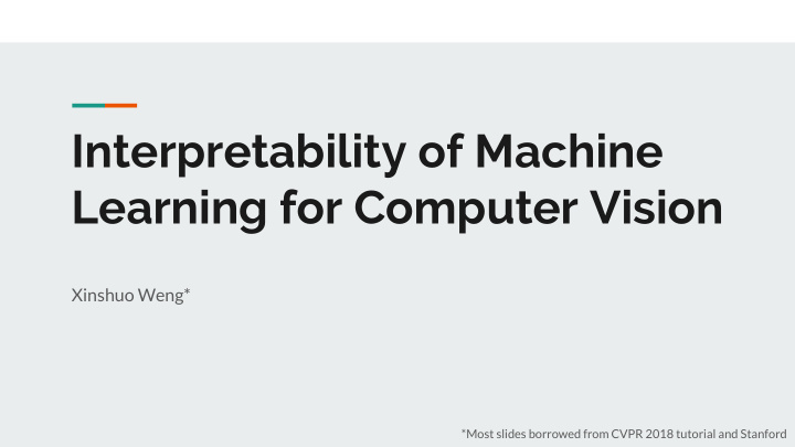 interpretability of machine learning for computer vision