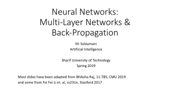Neural Networks:  Multi-Layer Networks &amp;  Back-Propagation  M. Soleymani  Artificial