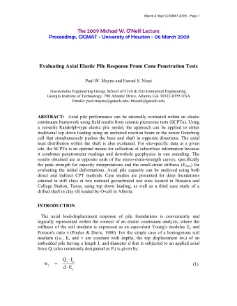 Evaluating Axial Elastic Pile Response From Cone Penetration Tests  Paul W. Mayne and Fawad S.
