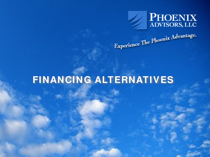 financing alternatives priority tier 1 projects cost