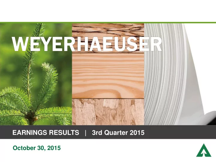 earnings results 3rd quarter 2015