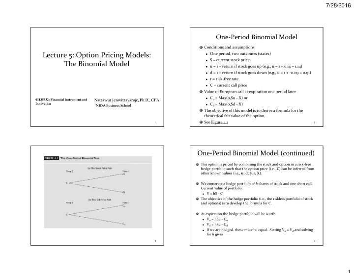 lecture 5 option pricing models