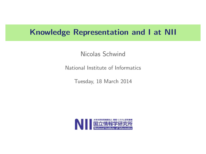 knowledge representation and i at nii