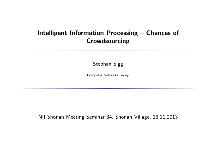 intelligent information processing chances of