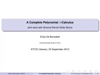 Introduction ICC : Implicit Computational Complexity  The problem: the design of programming