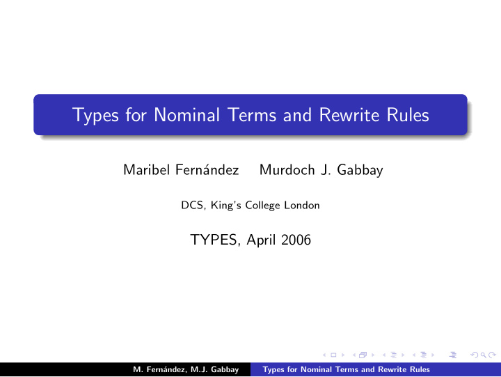 types for nominal terms and rewrite rules