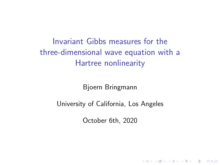 invariant gibbs measures for the three dimensional wave