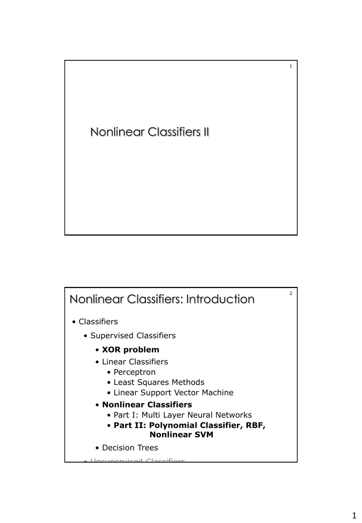 nonlinear classifiers ii