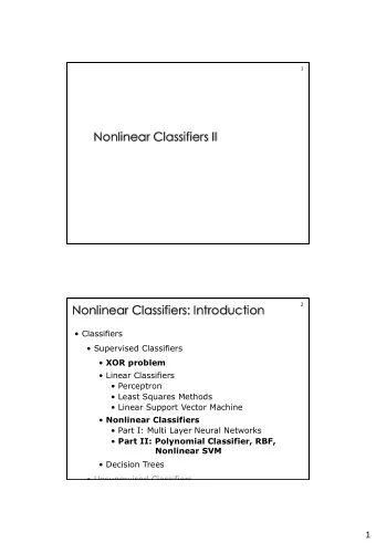 Nonlinear Classifiers II  2  Nonlinear Classifiers: Introduction  Classifiers  Supervised