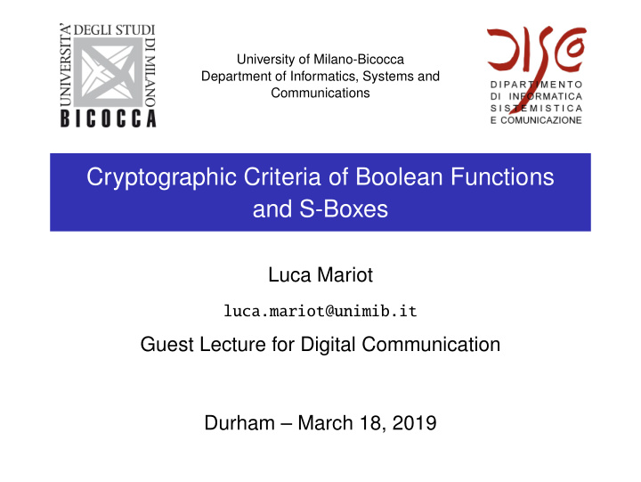 cryptographic criteria of boolean functions and s boxes
