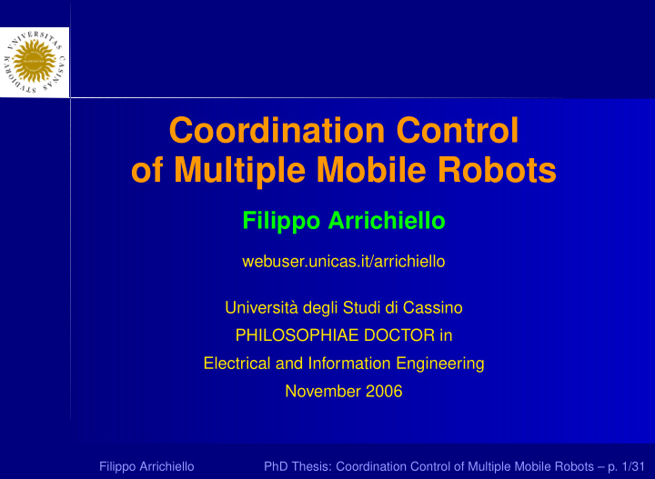 coordination control of multiple mobile robots