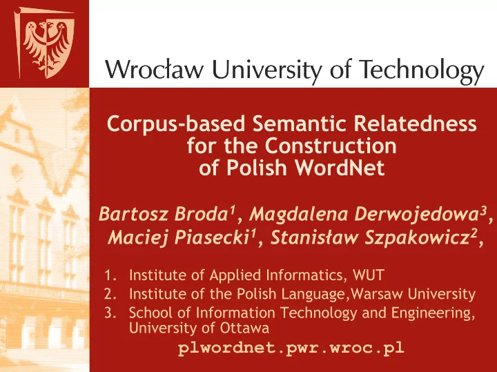 corpus based semantic relatedness for the construction of