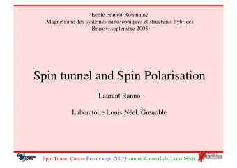 Spin tunnel and Spin Polarisation  Laurent Ranno  Laboratoire Louis Nel, Grenoble  Spin Tunnel