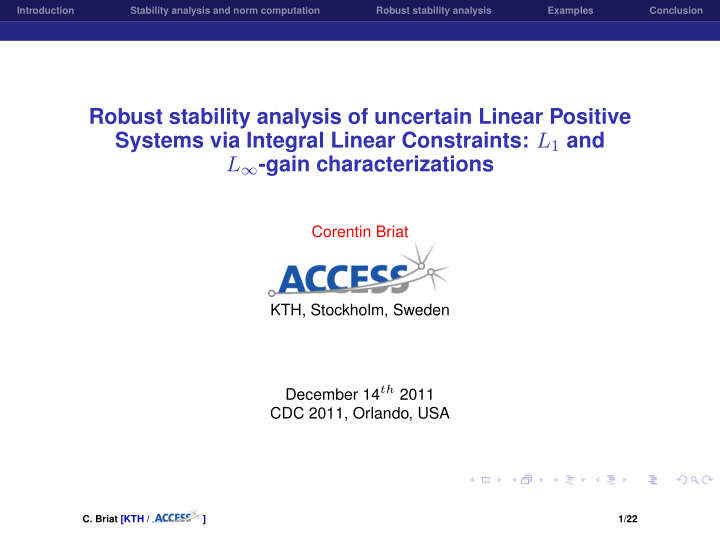 robust stability analysis of uncertain linear positive