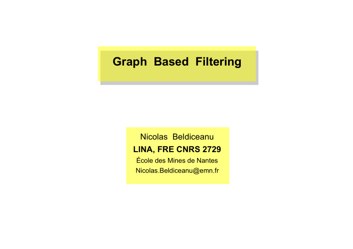 graph based filtering