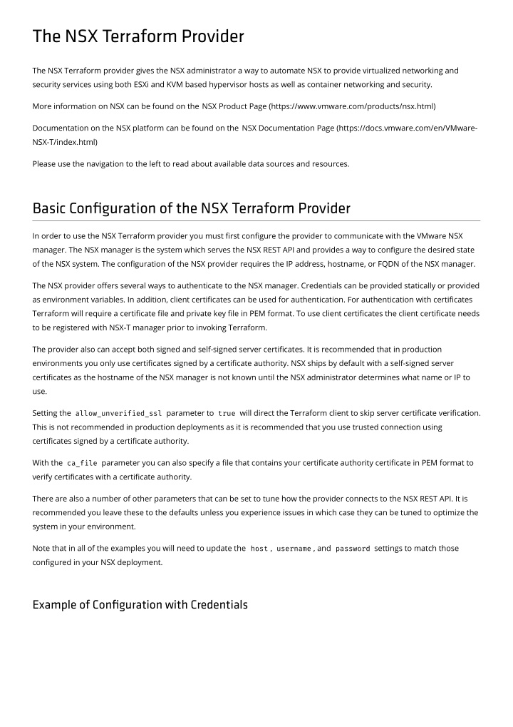 the nsx terraform provider