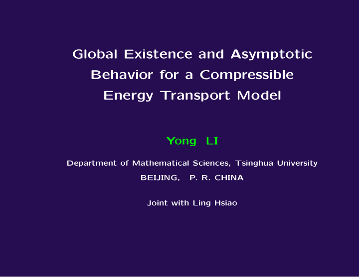 global existence and asymptotic behavior for a
