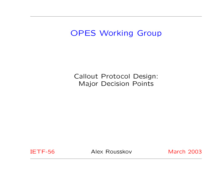 opes working group