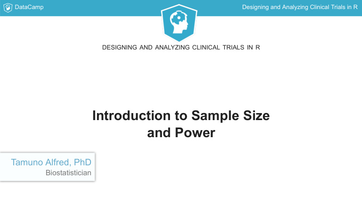 introduction to sample size and power