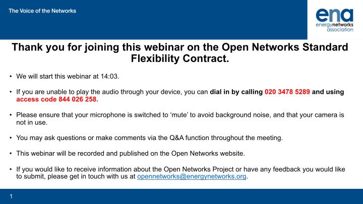 thank you for joining this webinar on the open networks