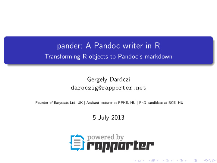 pander a pandoc writer in r