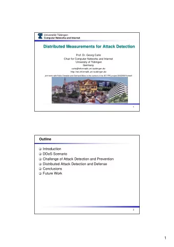 Distributed Measurements for Attack Detection  Distributed Measurements for Attack Detection  Prof.