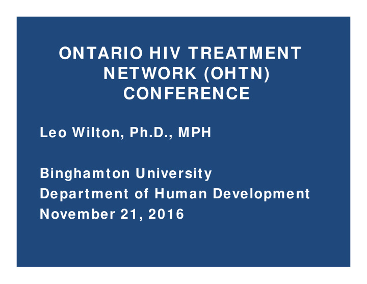 ontario hiv treatment network ohtn conference