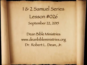 1 &amp; 2 Samuel Series  Lesson #026  September 22, 2015  Dean Bible Ministries