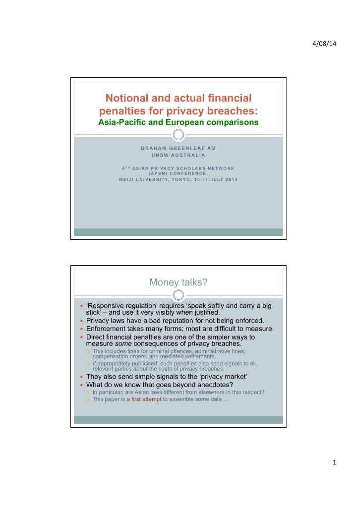 notional and actual financial penalties for privacy