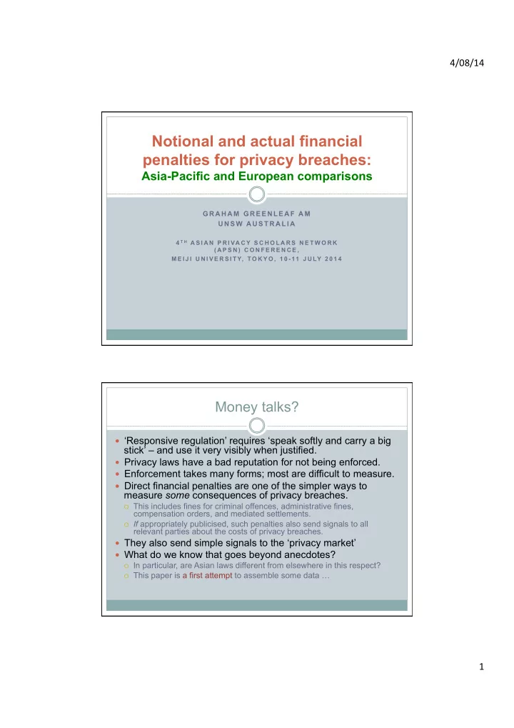 notional and actual financial penalties for privacy