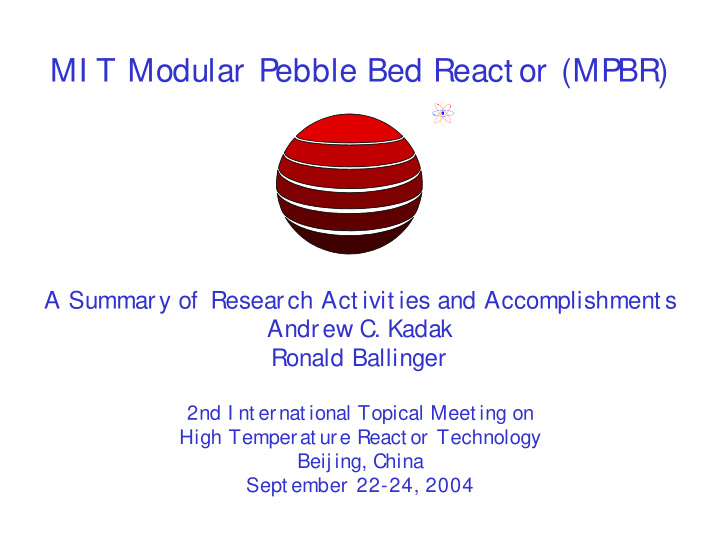 mi t modular pebble bed react or mpbr