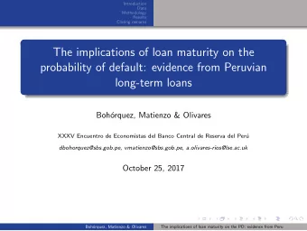 The implications of loan maturity on the  probability of default: evidence from Peruvian  long-term