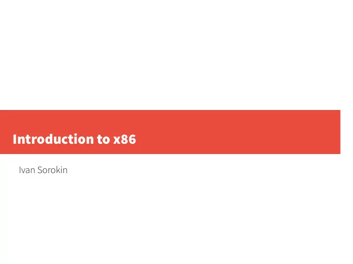 introduction to x86