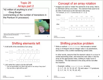 Concept of an array rotation  Arrays part 2  Imagine we want to 'rotate' the elements of an