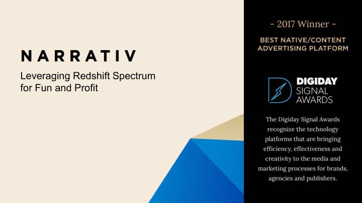 leveraging redshift spectrum for fun and profit about