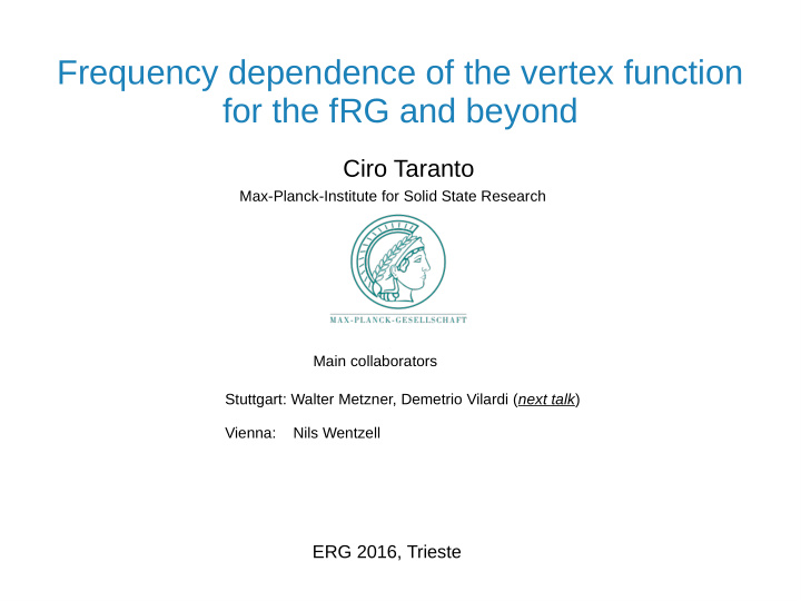 frequency dependence of the vertex function for the frg