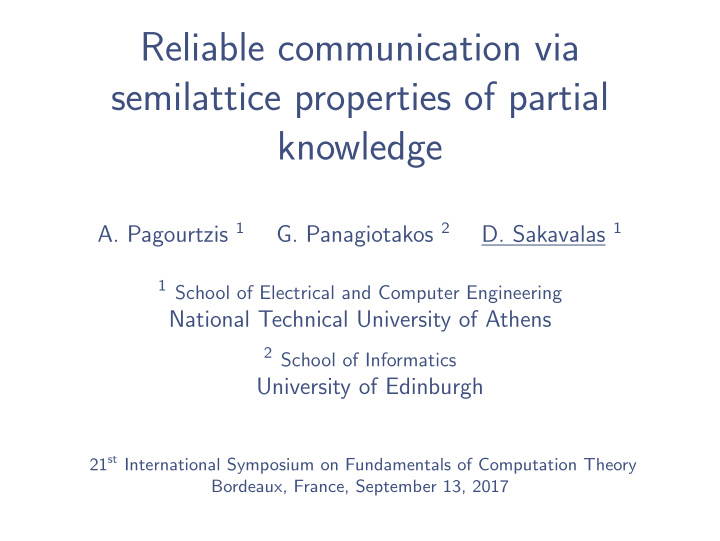 reliable communication via semilattice properties of