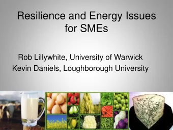 Resilience and Energy Issues  for SMEs  Rob Lillywhite, University of Warwick  Kevin Daniels,