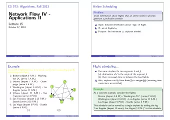 Network Flow IV -  Given information about flights that an airline needs to provide,  Applications