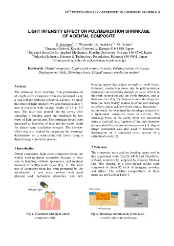 OF A DENTAL COMPOSITE S. Setojima 1 , T. Watanuki 1 , K. Arakawa 2 * M. Uchino 3 1 Graduate School,