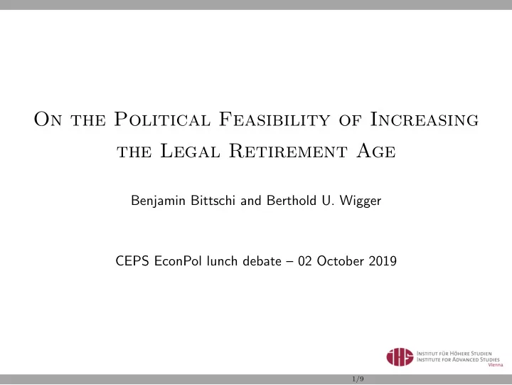 on the political feasibility of increasing the legal