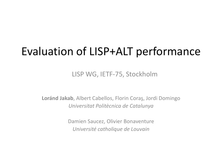 evaluation of lisp alt performance