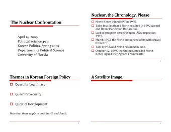 Th N  Th N  The Nuclear Confrontation  The Nuclear Confrontation  l  l  C  C  f  f  t ti  t ti
